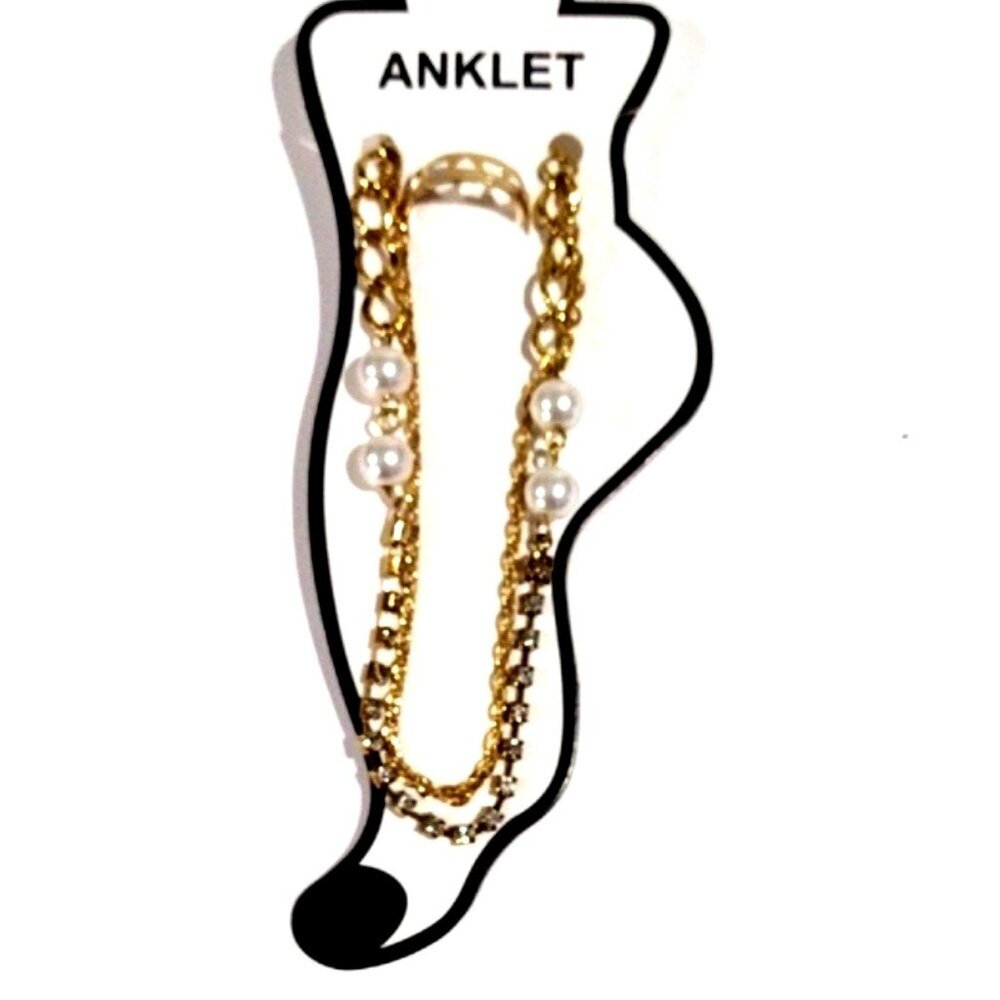 Gold-Tone Chain Anklet with Matching Toe Ring – Chic Layered Boho Jewelry Set